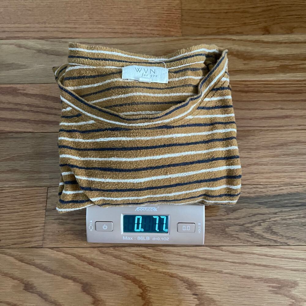 WVN For You Womens L Riki Stripe Sweater Golden Brown Boxy Organic Cotton - Picture 11 of 11
